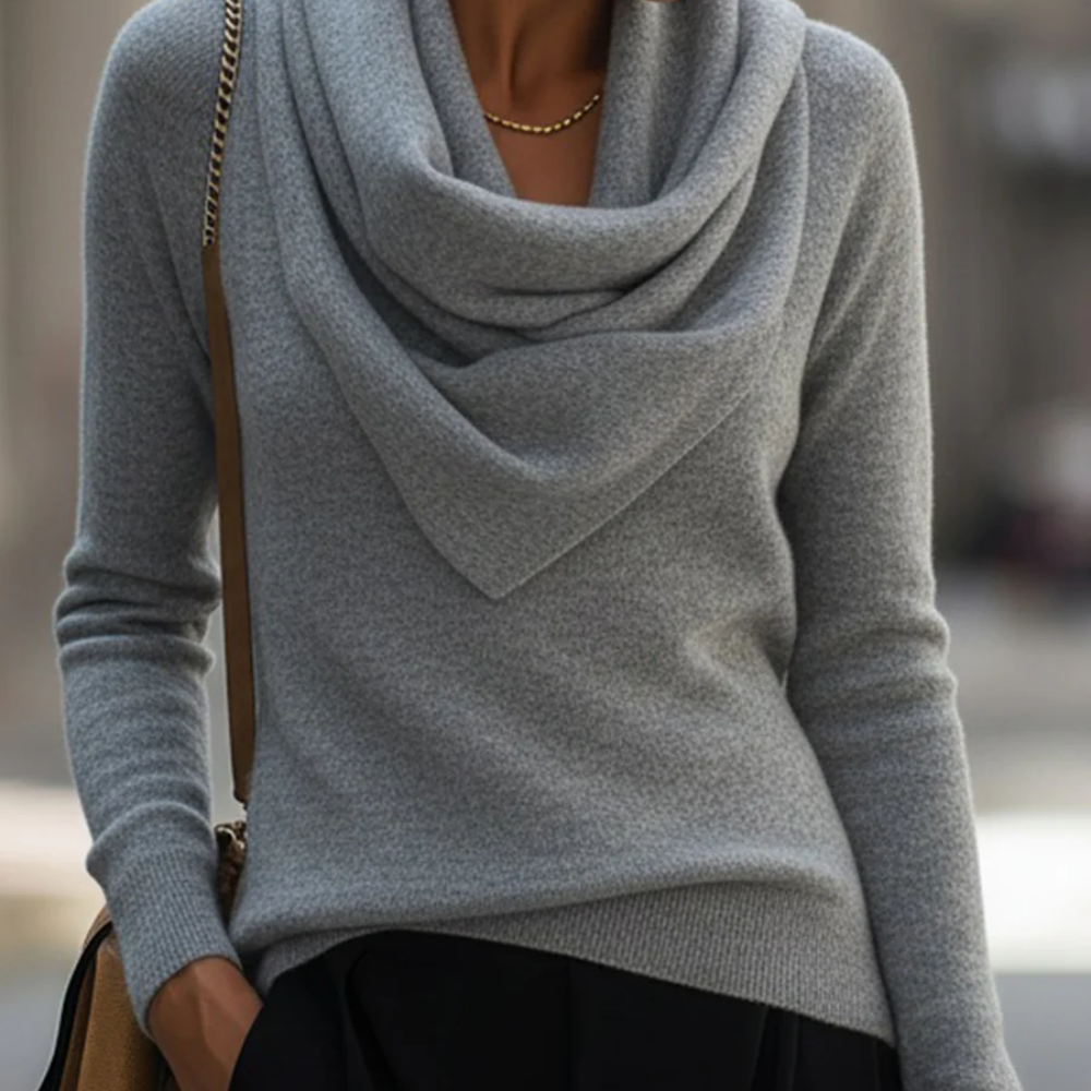 Eloria™ – Damen Langarmshirt mit Wasserfallausschnitt