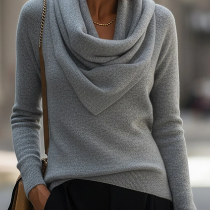 Eloria™ – Damen Langarmshirt mit Wasserfallausschnitt