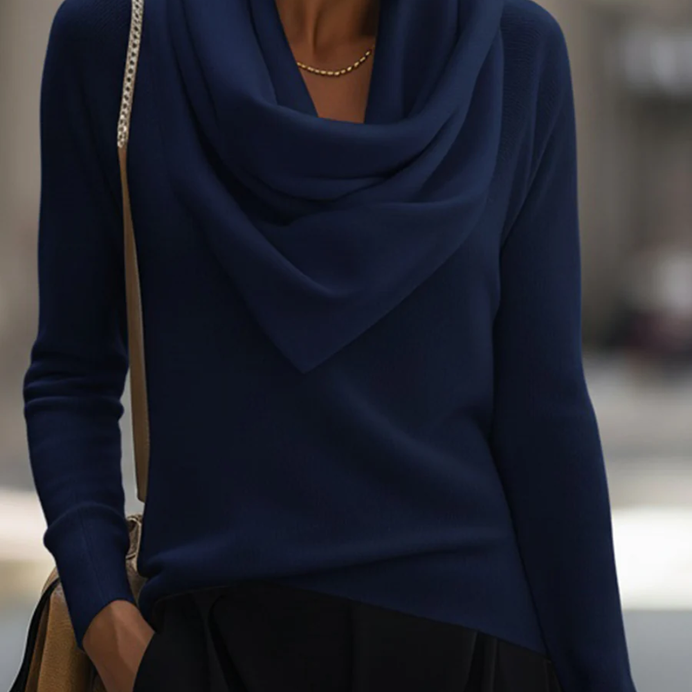 Eloria™ – Damen Langarmshirt mit Wasserfallausschnitt