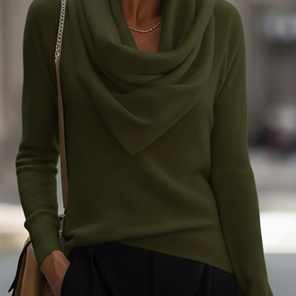 Eloria™ – Damen Langarmshirt mit Wasserfallausschnitt