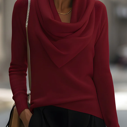 Eloria™ – Damen Langarmshirt mit Wasserfallausschnitt