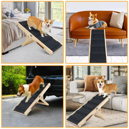 WoodPaws™ 4-stufige Höhenverstellbar & Faltbare Holz Haustier-Treppe